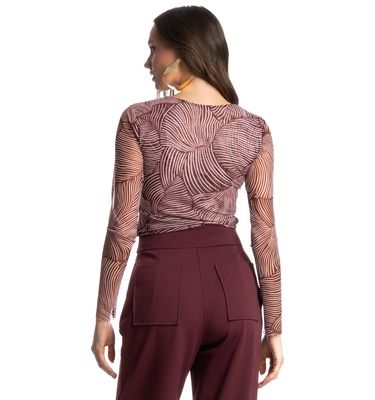 Blusa Manga Longa De Tule Merlot - Imagem 2 - Mobile