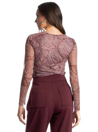 Blusa Manga Longa De Tule Merlot - Imagem 2 - Desktop