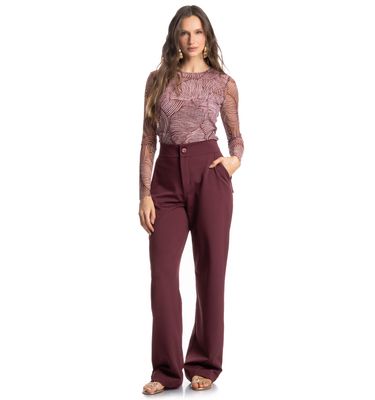 Blusa Manga Longa De Tule Merlot - Imagem 3 - Mobile