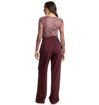 Blusa Manga Longa De Tule Merlot - Imagem 4 - Mobile