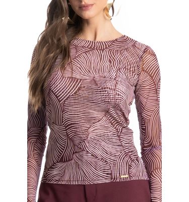 Blusa Manga Longa De Tule Merlot - Imagem 5 - Mobile