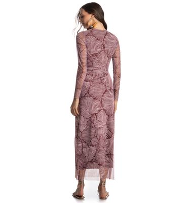 Vestido Manga Longa De Tule Merlot - Imagem 2 - Mobile