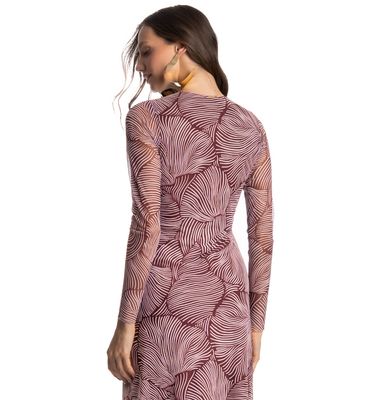 Vestido Manga Longa De Tule Merlot - Imagem 4 - Mobile