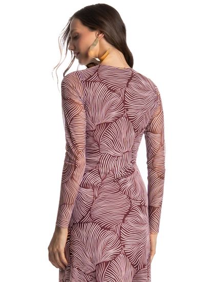 Vestido Manga Longa De Tule Merlot - Imagem 4 - Desktop