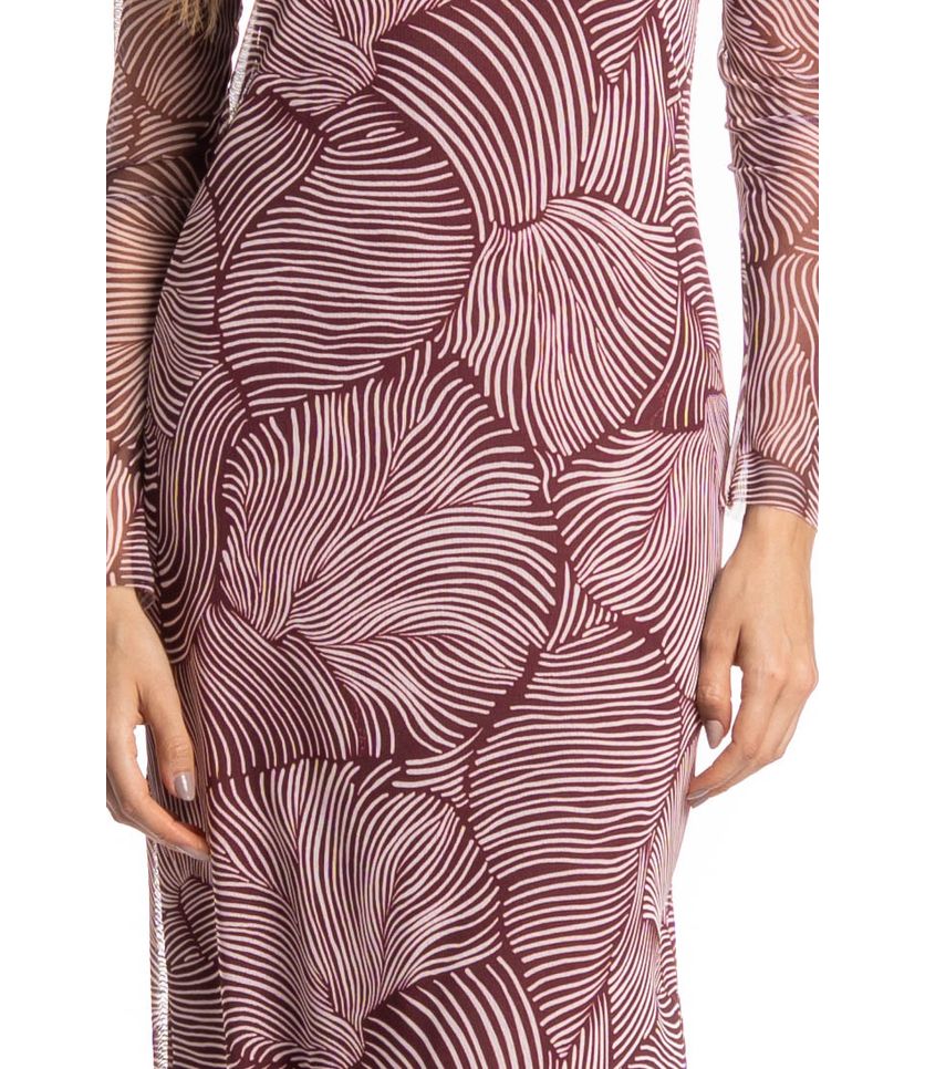 Vestido Manga Longa De Tule Merlot - Imagem 5 - Desktop