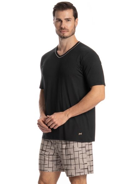 Pijama Masculino Curto Felipe Preto - Imagem 1