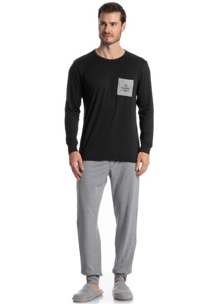 Pijama Masculino Longo Caio Cinza - Imagem 1