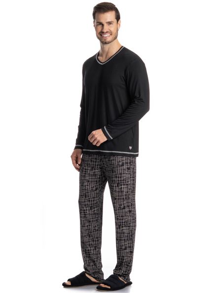 Pijama Masculino Longo Arthur Preto - Imagem 1