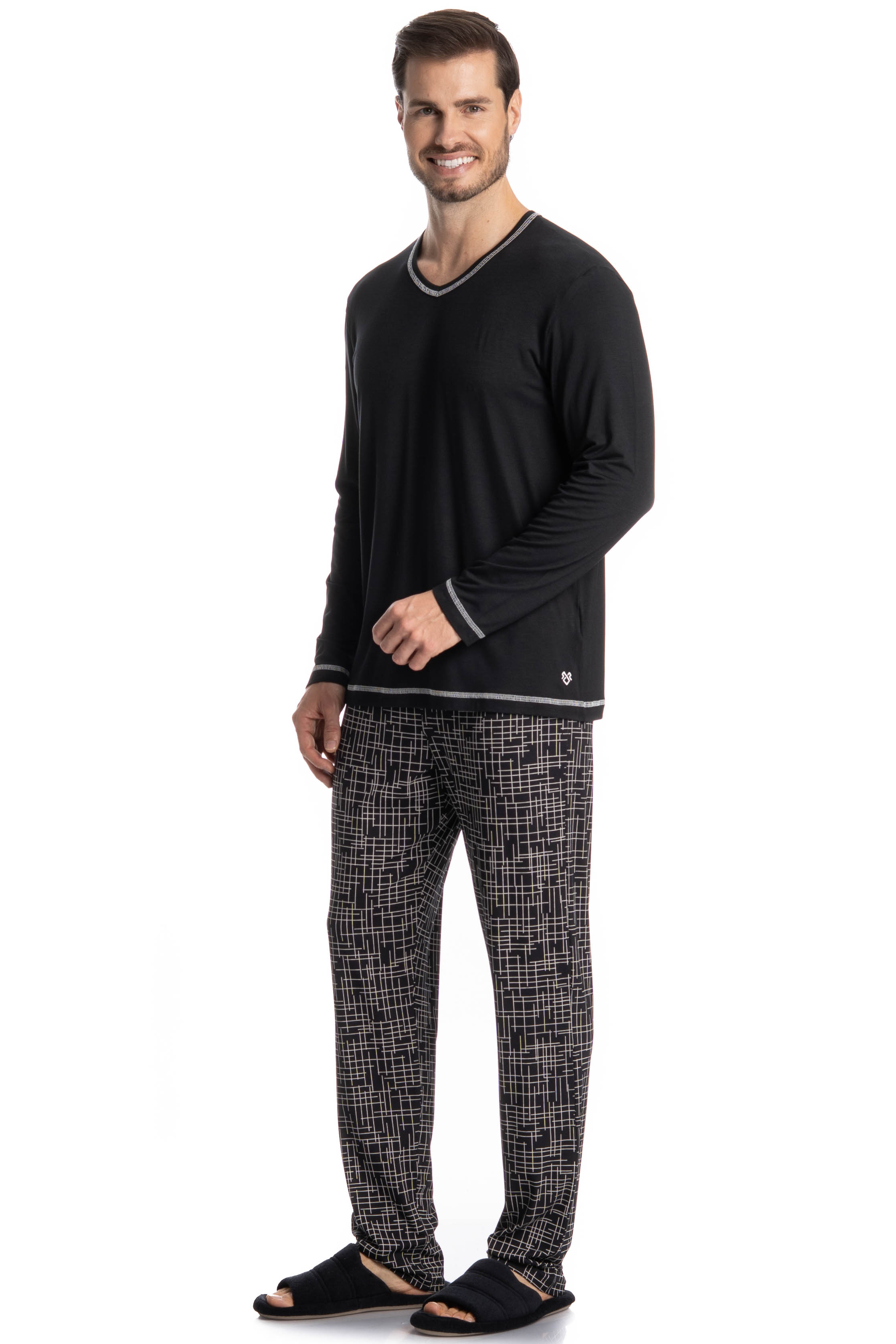 Pijama Masculino Longo Arthur Preto - Imagem 1