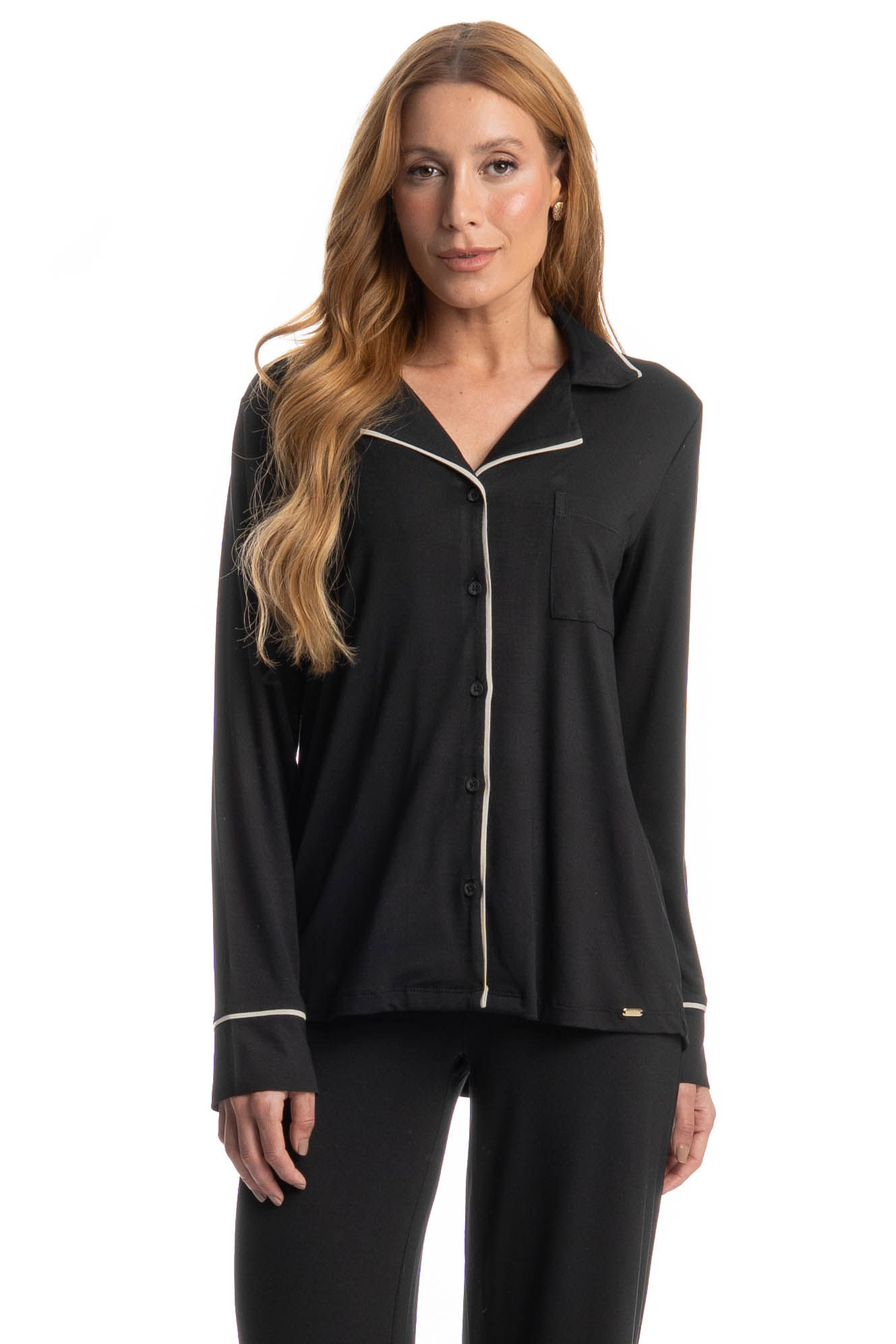 Pijama Feminino Longo Americano Carolina - Imagem 3 - Mobile