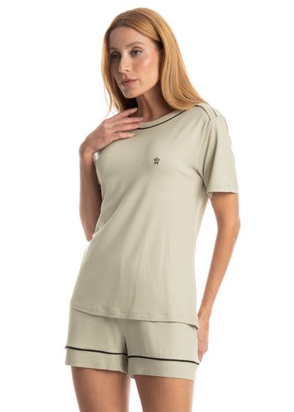 Pijama Feminino Curto Carolina Branco - Imagem 1