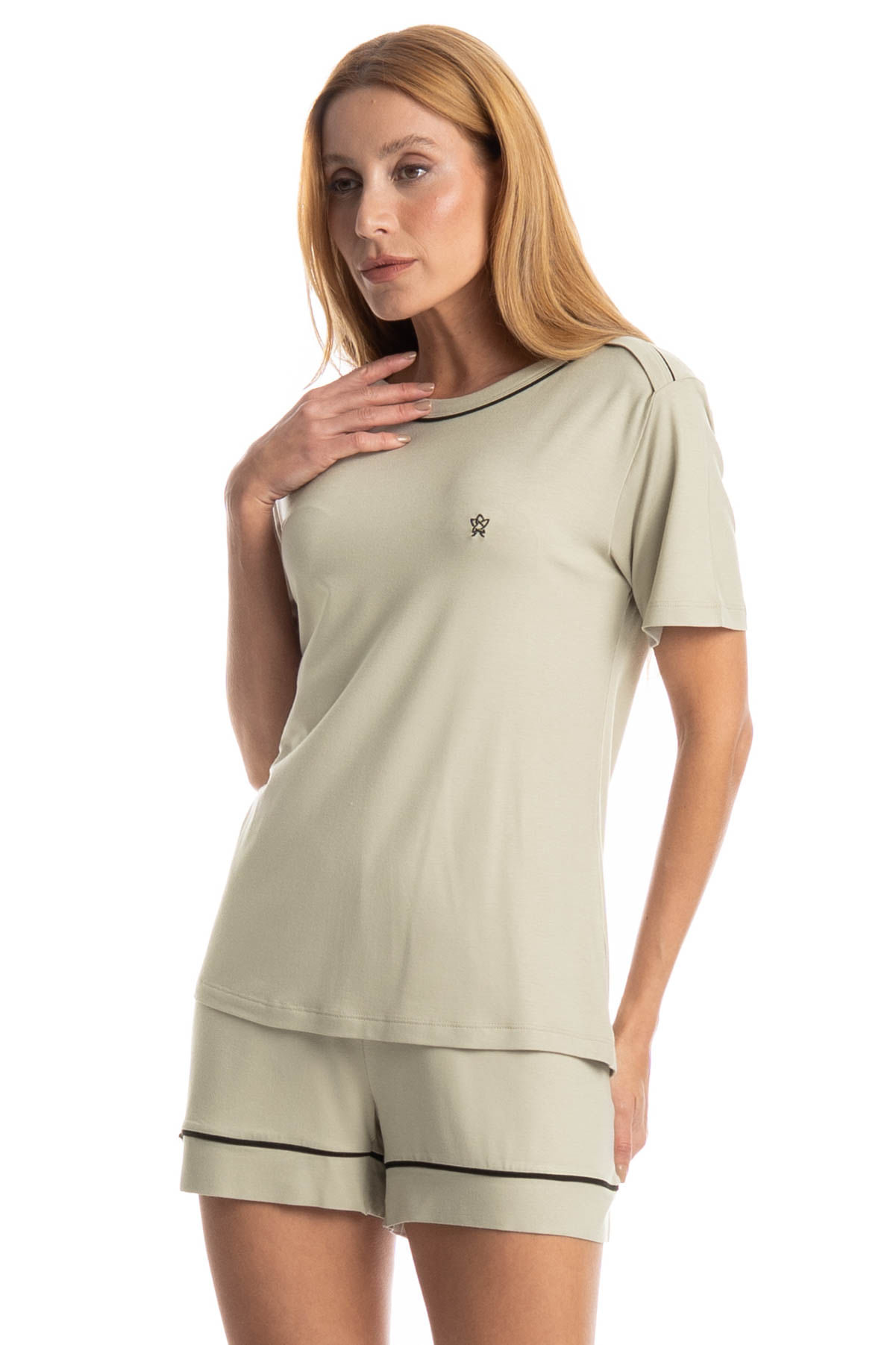 Pijama Feminino Curto Carolina Branco - Imagem 1