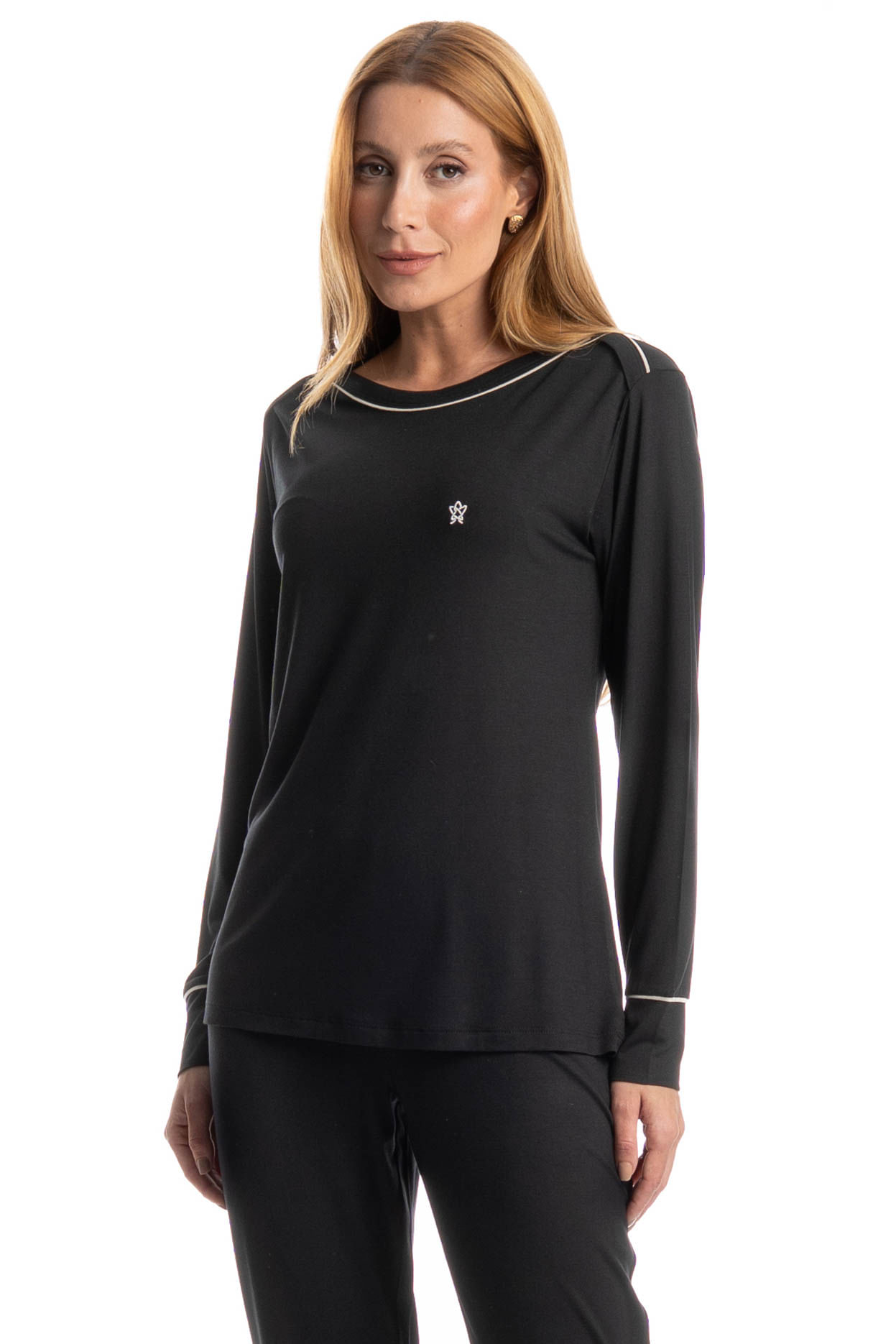 Pijama Feminino Longo Carolina - Imagem 3 - Mobile