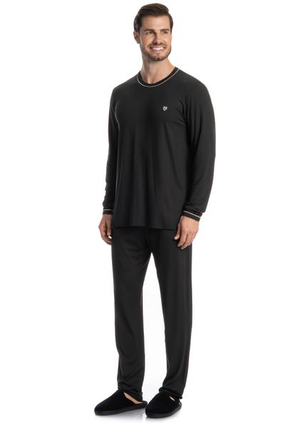 Pijama Masculino Longo Carlos Preto - Imagem 1