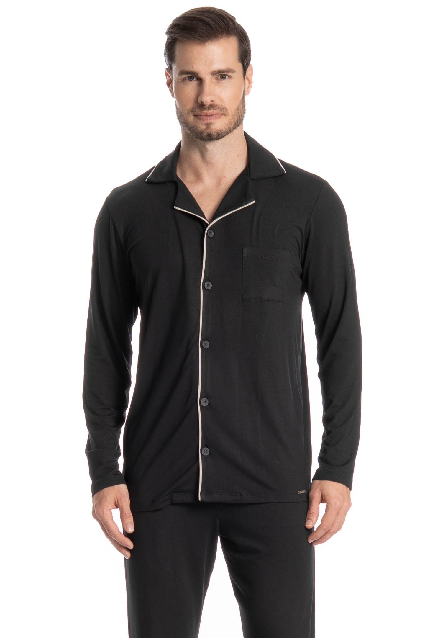 Pijama Masculino Longo Americano Carlos - Imagem 3 - Mobile