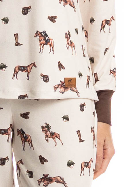Pijama Longo Feminino Hipismo - Imagem 5 - Mobile