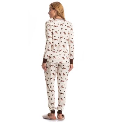 Pijama Longo Feminino Hipismo - Imagem 2 - Mobile