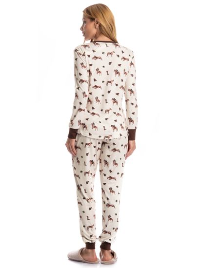Pijama Longo Feminino Hipismo - Imagem 2 - Desktop