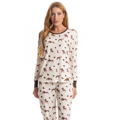 Pijama Longo Feminino Hipismo - Imagem 3 - Mobile