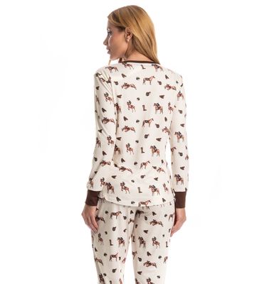 Pijama Longo Feminino Hipismo - Imagem 4 - Mobile