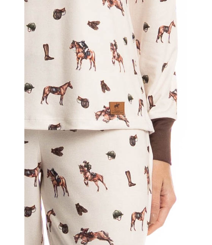 Pijama Longo Feminino Hipismo - Imagem 5 - Desktop