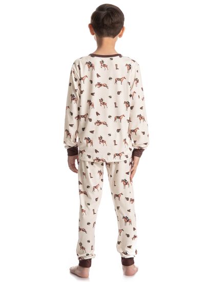 Pijama Longo Infantil Unissex Hipismo - Imagem 2 - Desktop