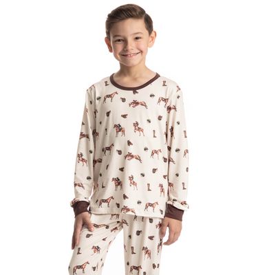 Pijama Longo Infantil Unissex Hipismo - Imagem 3 - Mobile