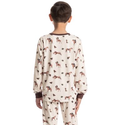 Pijama Longo Infantil Unissex Hipismo - Imagem 4 - Mobile