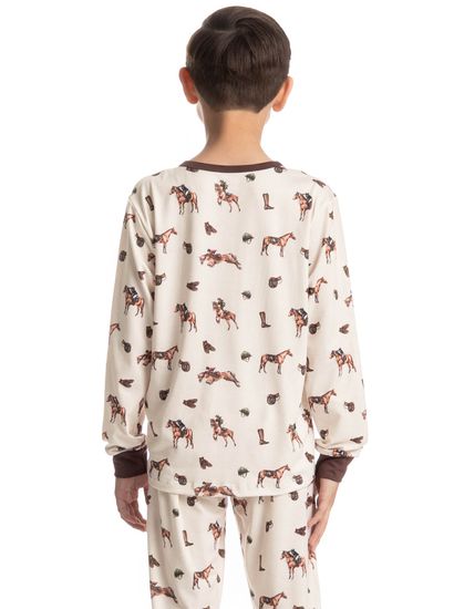 Pijama Longo Infantil Unissex Hipismo - Imagem 4 - Desktop