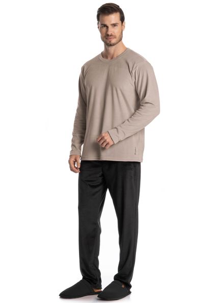 Pijama Masculino Longo Velvet Diogo Preto - Imagem 1