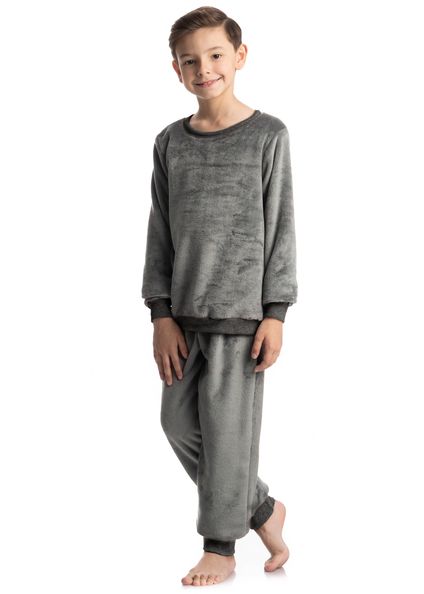 Pijama Infantil Masculino Longo Thales Cinza - Imagem 1