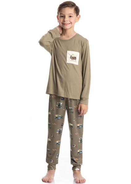 Pijama Infantil Longo Ride Verde - Imagem 1