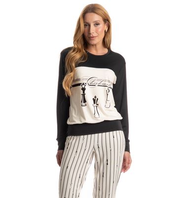Pijama Feminino Longo Xadrez - Imagem 3 - Mobile