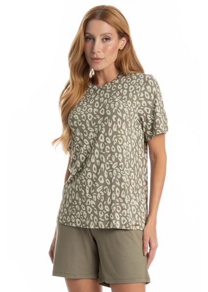 Pijama Feminino Shortão Luana Verde - Imagem 1