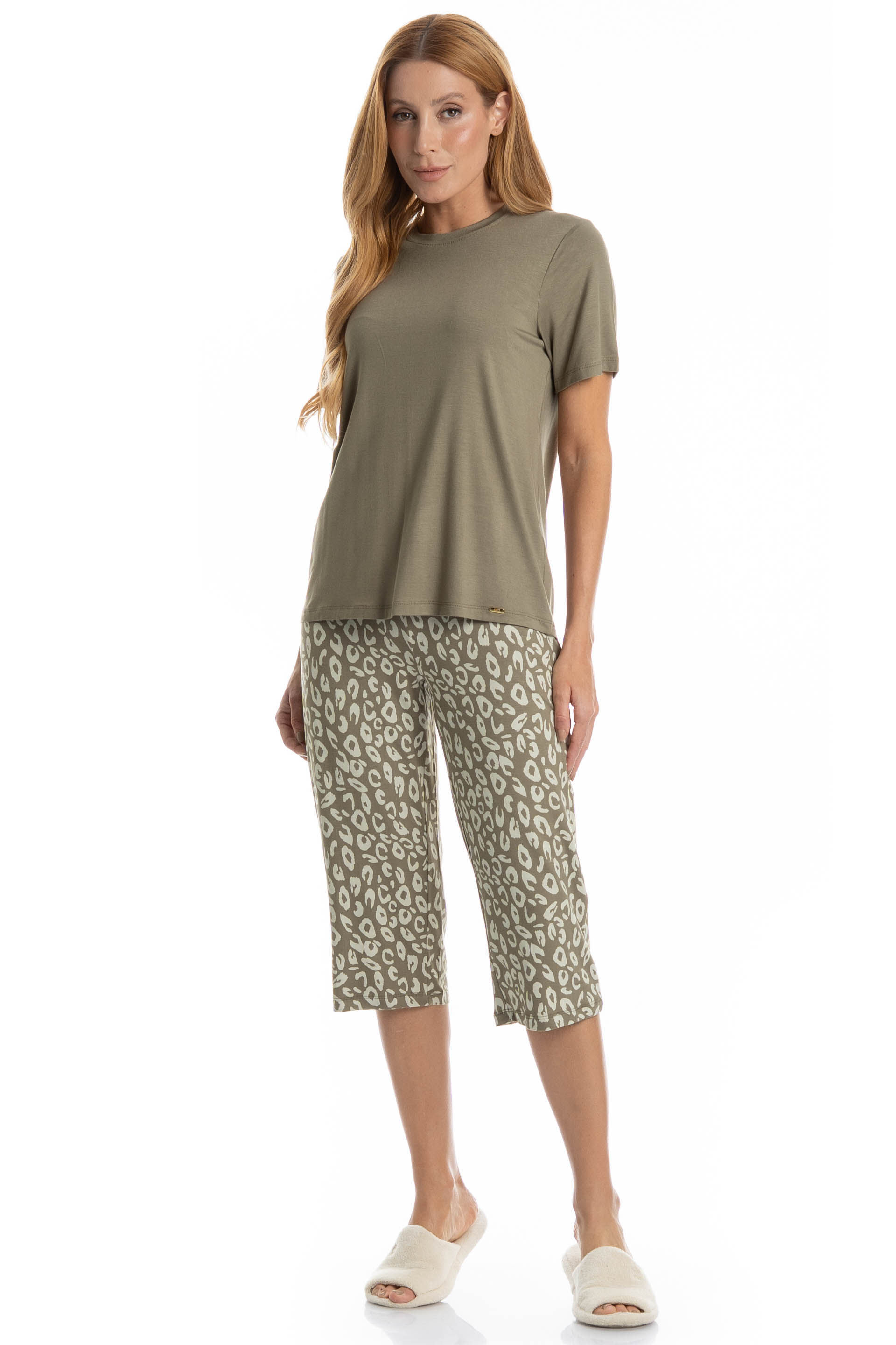 Pijama Feminino Pescador Luana Verde - Imagem 1