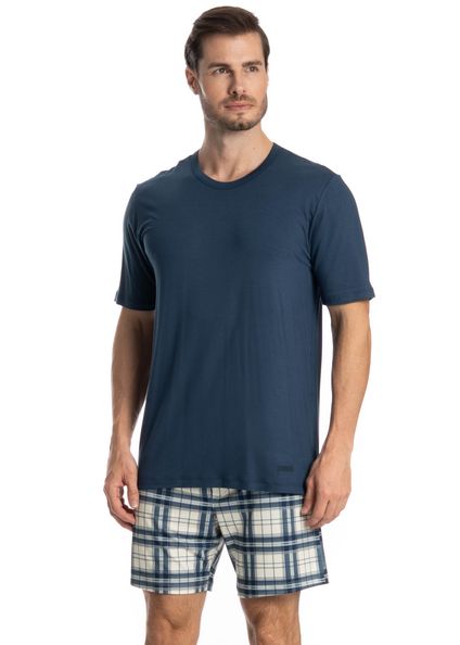 Pijama Masculino Curto Alessandro Azul-marinho - Imagem 1