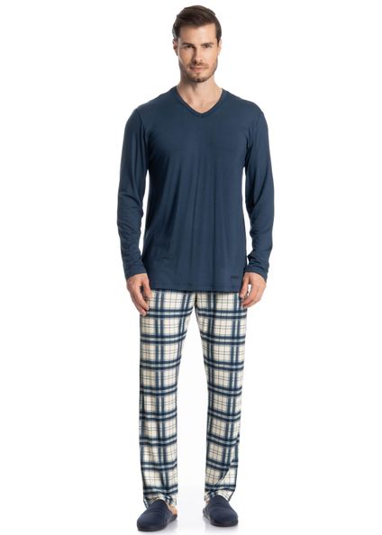 Pijama Masculino Longo Alessandro Azul-marinho - Imagem 1