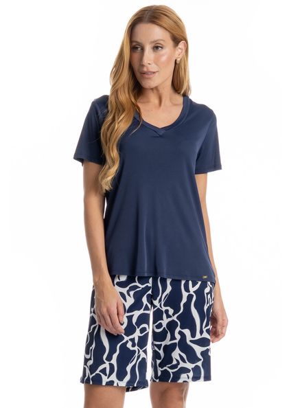 Pijama Feminino Teresa Azul-marinho - Imagem 1
