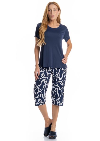 Pijama Teresa Pescador Azul-marinho - Imagem 1