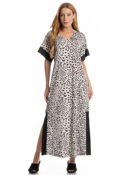 Kaftan Feminino Longo Betina Preto - Imagem 1