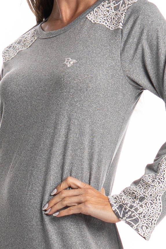Camisão Feminino Longo Manga Longa Erica - Imagem 5 - Mobile