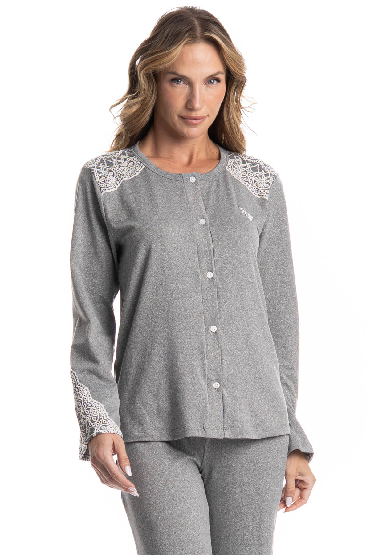Pijama Feminino Longo Americano Erica - Imagem 3 - Mobile