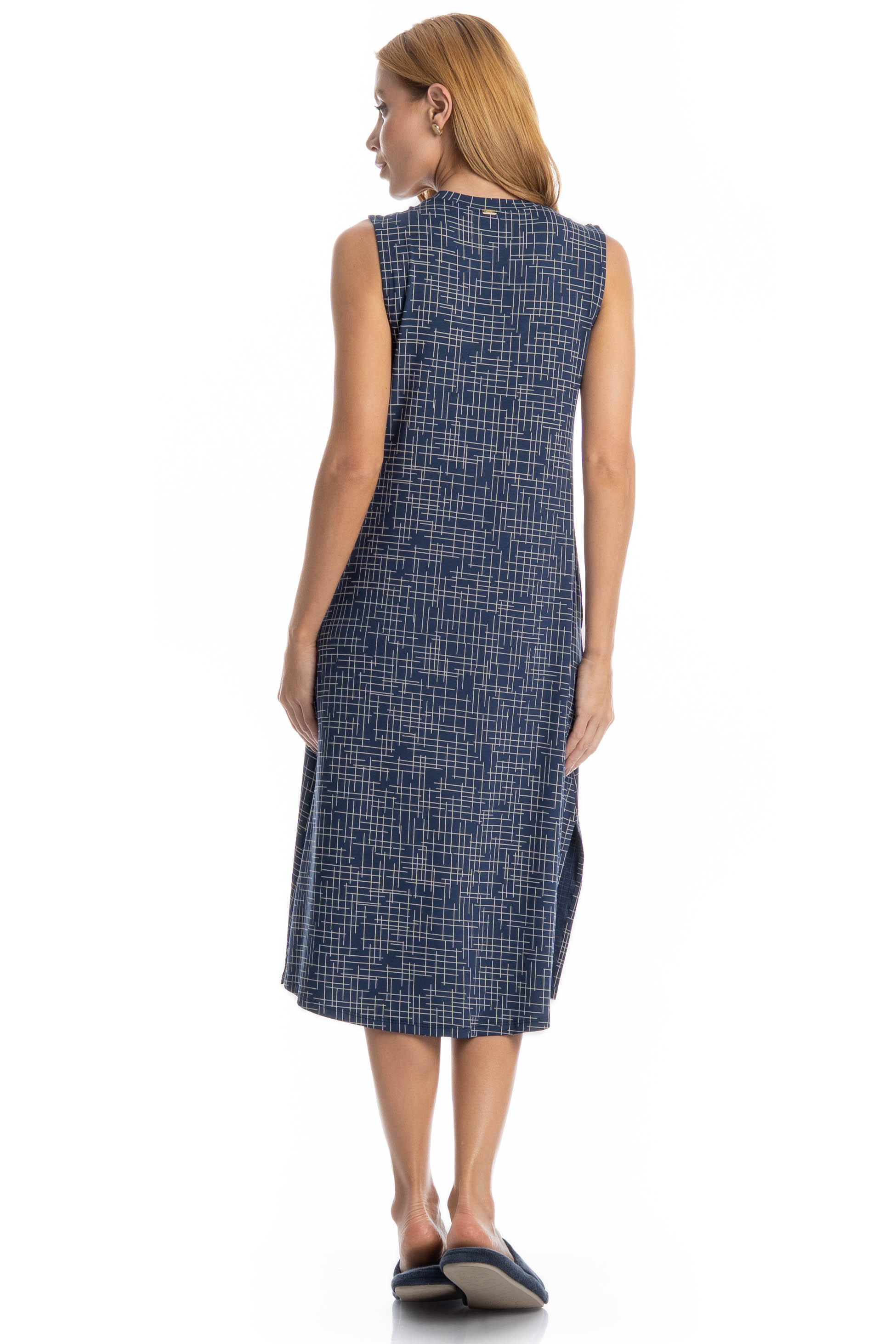 Vestido Midi Regata Com Bolso Thais Azul-marinho - Imagem 2