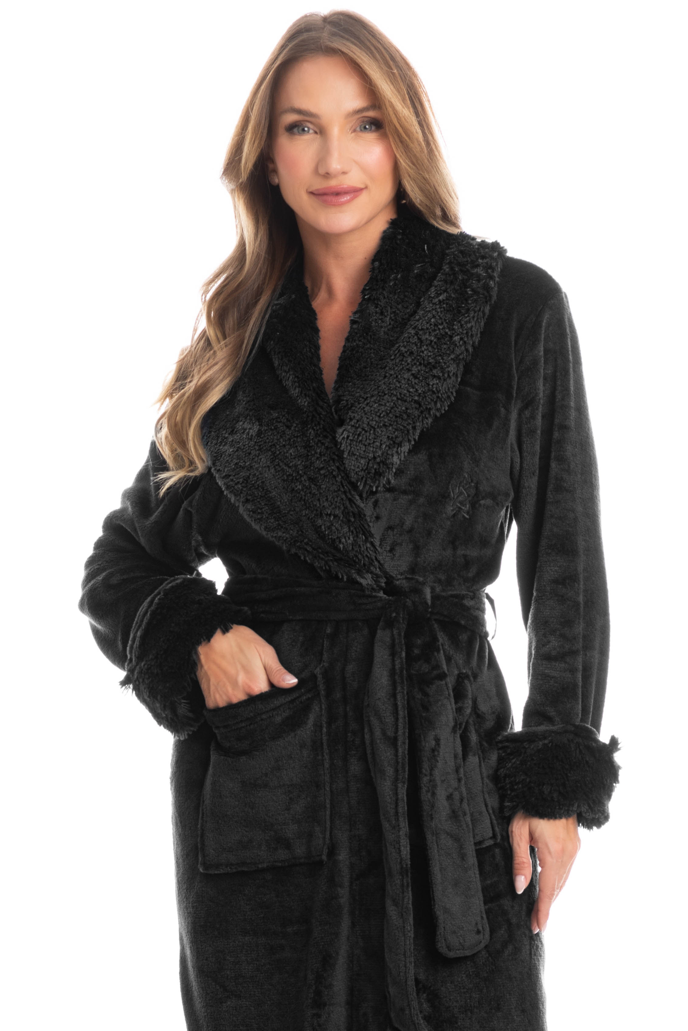 Robe Feminino Longo Em Fleece Giordana - Imagem 3 - Mobile