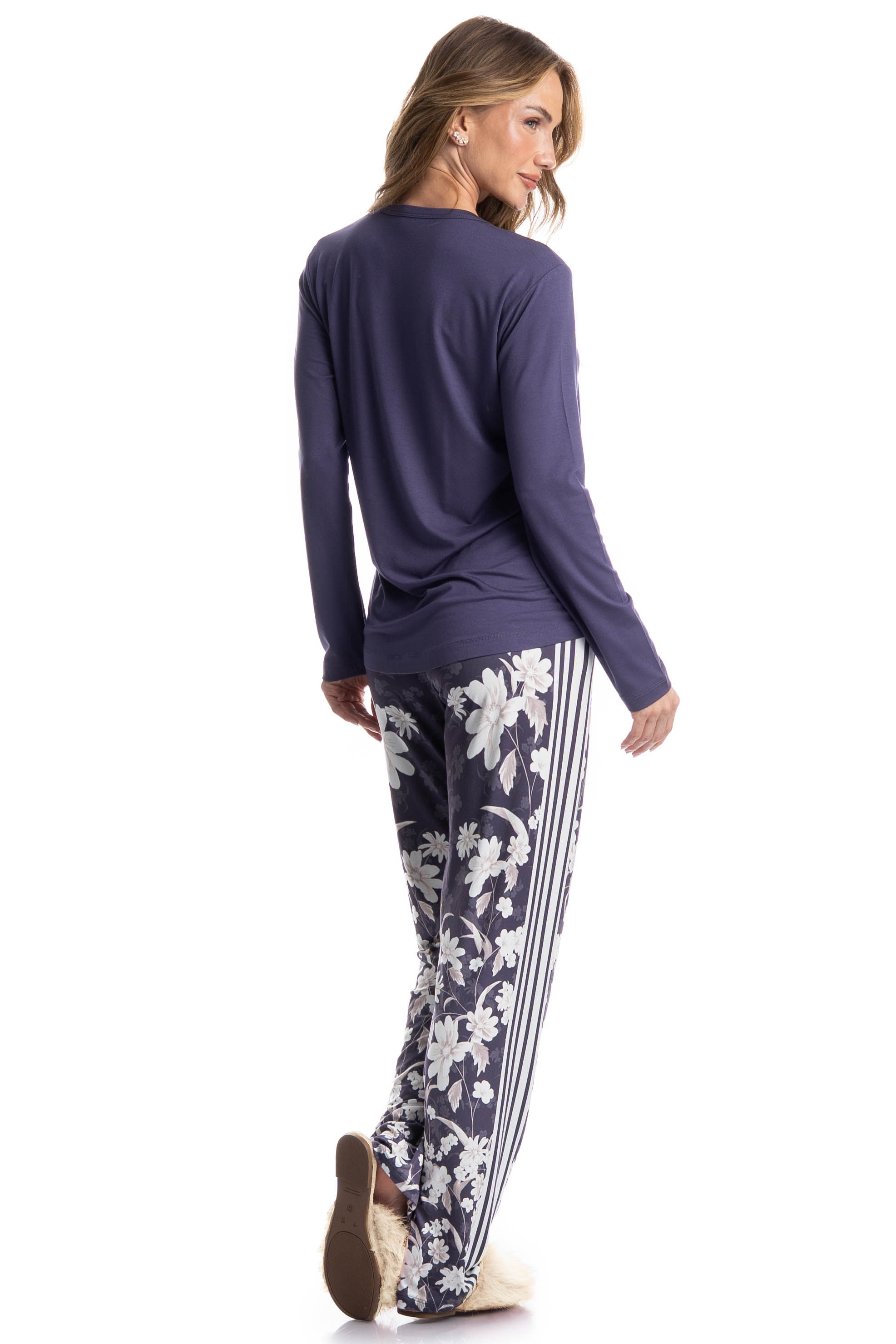 Pijama Afrodite Longo Azul-marinho - Imagem 2