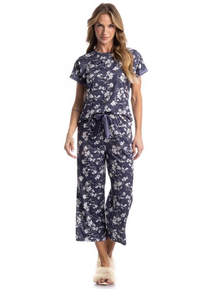 Pijama Feminino Capri Afrodite Azul-marinho - Imagem 1