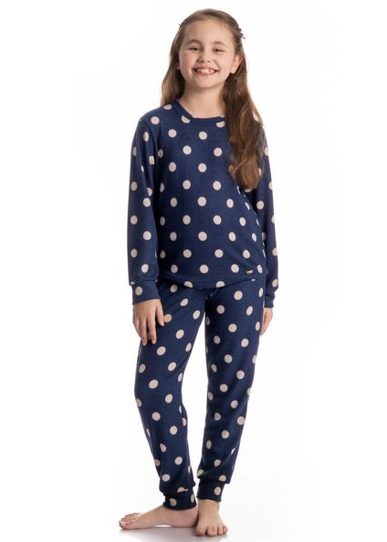 Pijama Infantil Longo Mel Azul-marinho - Imagem 1