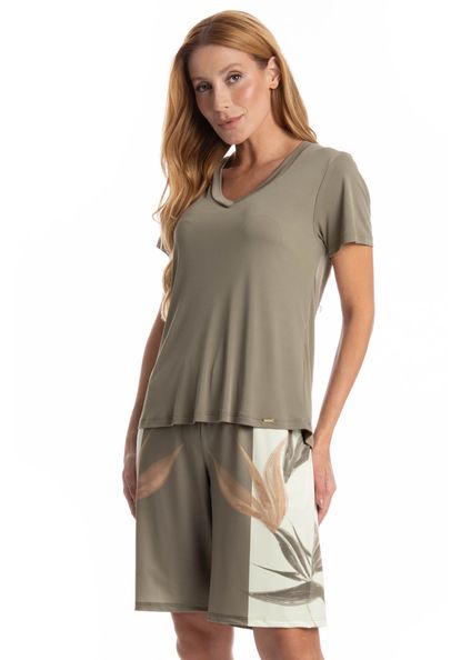 Pijama Feminino Bermuda Rafaela Verde - Imagem 1