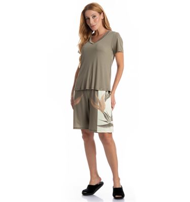 Pijama Feminino Bermuda Rafaela - Imagem 3 - Mobile