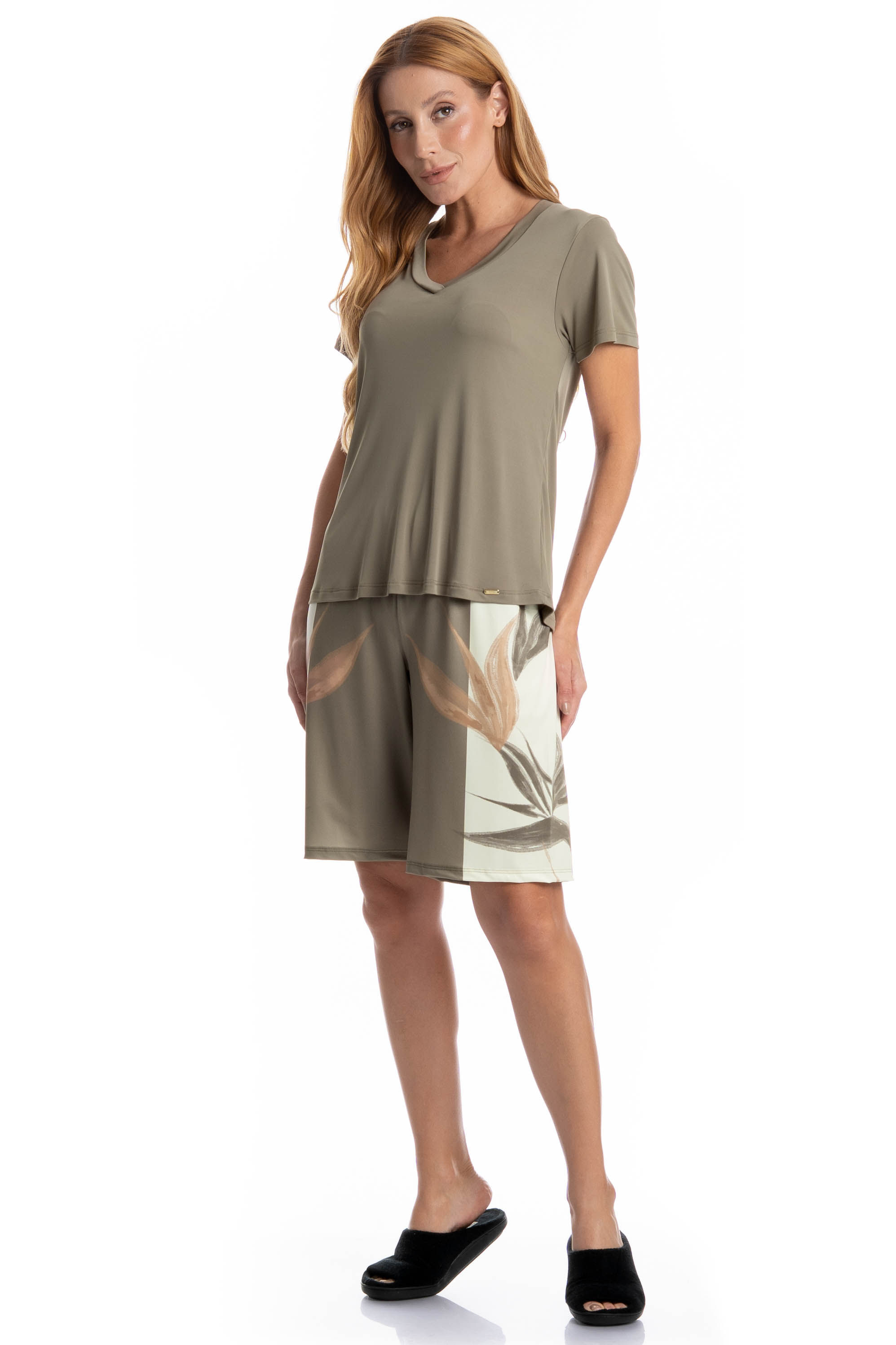 Pijama Feminino Bermuda Rafaela - Imagem 3 - Mobile
